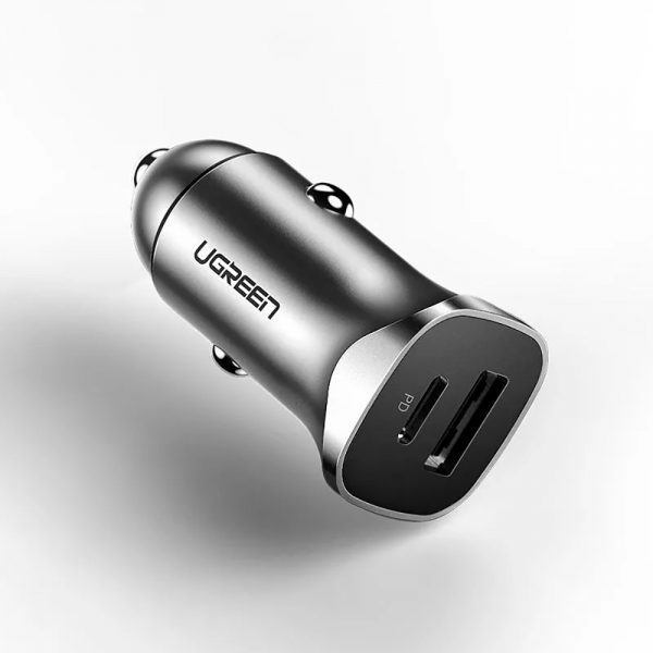 Автомобильное зарядное устройство UGREEN CD130 (30780) USB-C PD+USB-A QC 24W Fast Car Charger. Цвет: серый космос — изображение 6