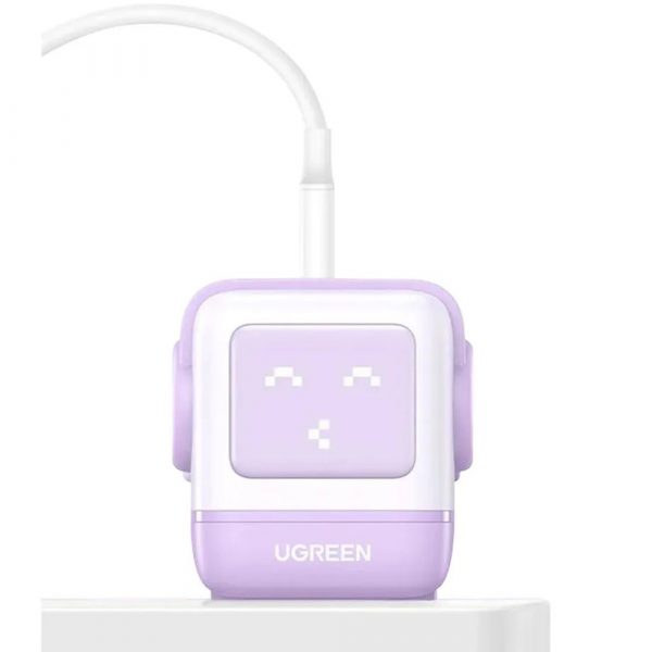 Сетевое зарядное устройство UGREEN CD361 (35291) Nexode RG 65W USB-A+2*USB-C Robot GaN Tech Fast Charger EU в виде робота. Цвет: сиреневый — изображение 5