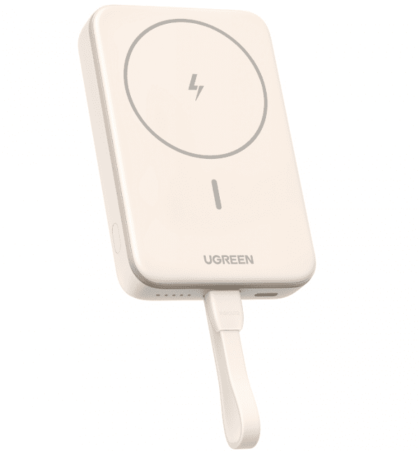 Внешний аккумулятор UGREEN PB760 (35341) 10000mAh MIni Magnetic Wireless 20W Power Bank Build-in USB-C Cable - White