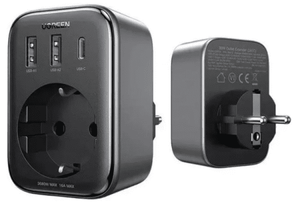 Сетевое зарядное устройство UGREEN CD314 (90613) DigiNest Outlet Extender (1 AC outlets +  30W 2A1C) - Black