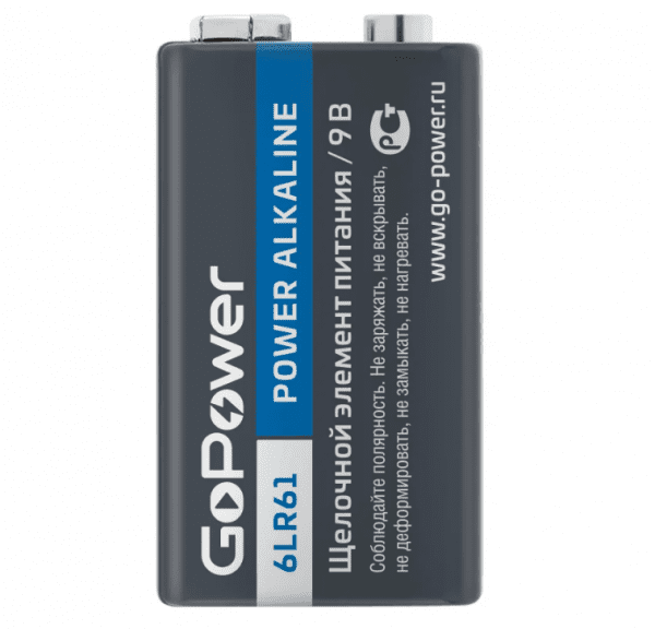 Батарейка GoPower Крона 6LR61 BL1 Alkaline 9V (1/10/240)