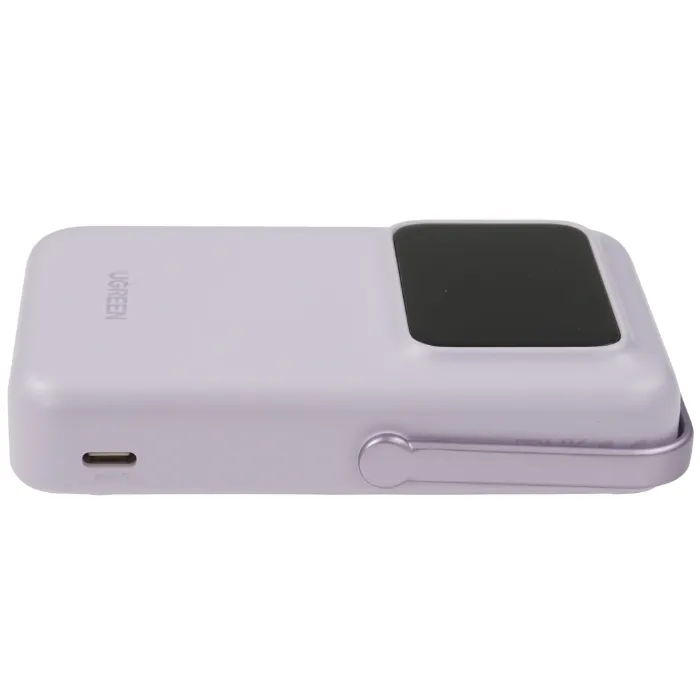 Внешний аккумулятор UGREEN PB572 (45328) UNO 10000mAh Mini Magnetic Wireless Robot 20W Power Bank с держателем. Цвет: фиолетовый — изображение 4