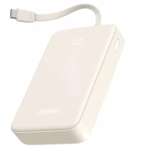 Внешний аккумулятор UGREEN PB505 (35340) 20000mAh Quick Charging Power Bank 20W со встроенным кабелем USB-C. Цвет: белый