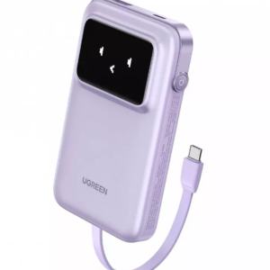 Внешний аккумулятор UGREEN PB511 (35604B) UNO 10000mAh 30W Power Bank with Display&Build-in со встроенным кабелем USB-C. Цвет: фиолетовый