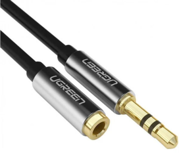 Кабель UGREEN AV118 (10594) 3.5mm Male to 3.5mm Female Extension Cable. Длина: 2м. Цвет: черный/серый