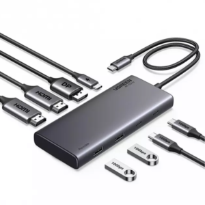 Конвертер UGREEN CM639 (35625) 8-in-1 4K@60Hz USB-C to 2*USB-A 3.2+2*USB-C 3.2+2*HDMI+DP+PD port Converter. Цвет: серый