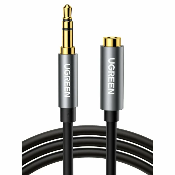 Кабель UGREEN AV118 (10594) 3.5mm Male to 3.5mm Female Extension Cable. Длина: 2м. Цвет: черный/серый — изображение 2