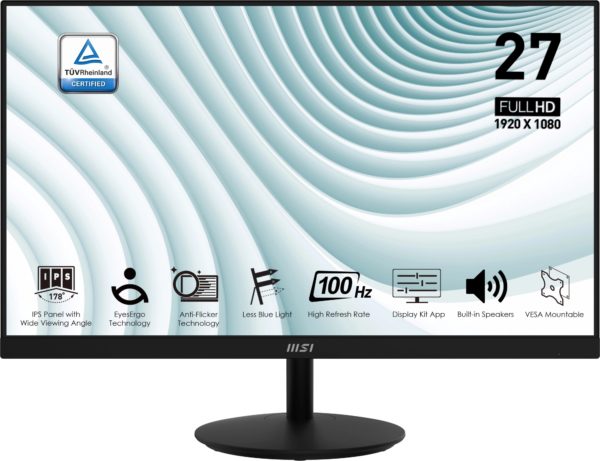Монитор MSI 27" Pro MP271A черный IPS LED 1ms 16:9 HDMI M/M матовая 300cd 178гр/178гр 1920x1080 100Hz VGA DP FHD 3.9кг