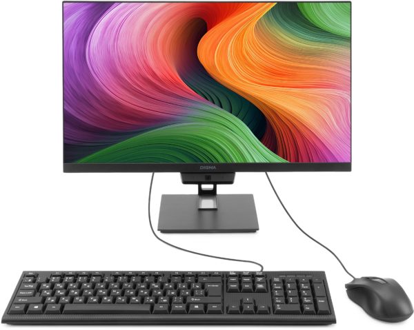 Моноблок Digma Action 21.5" Full HD Cel N5095A (2) 8Gb SSD256Gb UHDG 600 CR Windows 11 Pro GbitEth WiFi BT 60W клавиатура мышь Cam черный 1920x1080