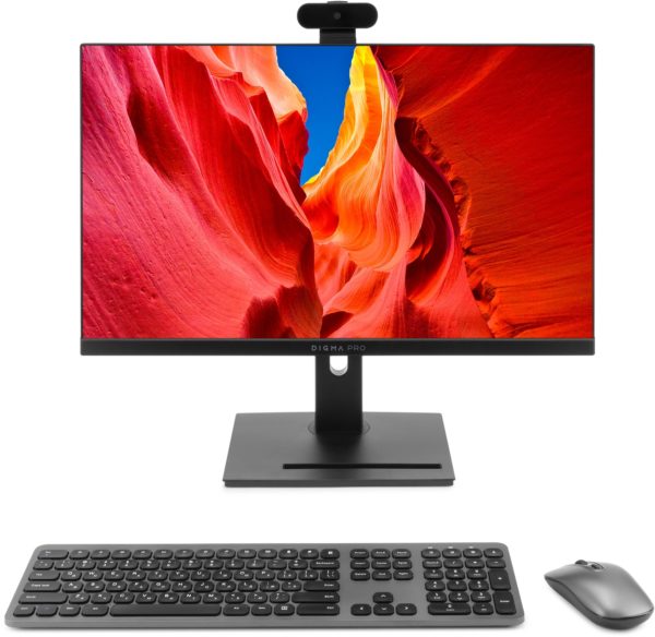 Моноблок Digma Pro Vision 23.8" Full HD Ryzen 7 5700U (1.8) 8Gb SSD256Gb RGr CR Windows 11 Pro Eth WiFi BT 90W клавиатура мышь Cam черный 1920x1080