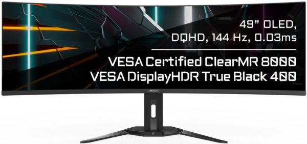 Монитор Gigabyte 49" Aorus CO49DQ черный OLED 32:9 HDMI M/M матовая HAS Piv 250cd 178гр/178гр 5120x1440 144Hz DP DQ USB 11.28кг