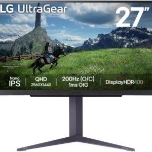 Монитор LG 27" UltraGear 27GS85Q-B черный IPS LED 16:9 HDMI матовая HAS 400cd 178гр/178гр 2560x1440 180Hz FreeSync DP 2K USB 6.2кг