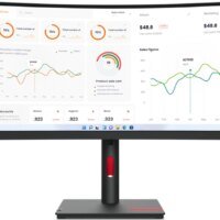 Монитор Lenovo 34" ThinkVision T34w-30 черный VA LED 21:9 HDMI матовая HAS Piv 3000:1 350cd 178гр/178гр 3440x1440 60Hz DP QHD USB 9.5кг