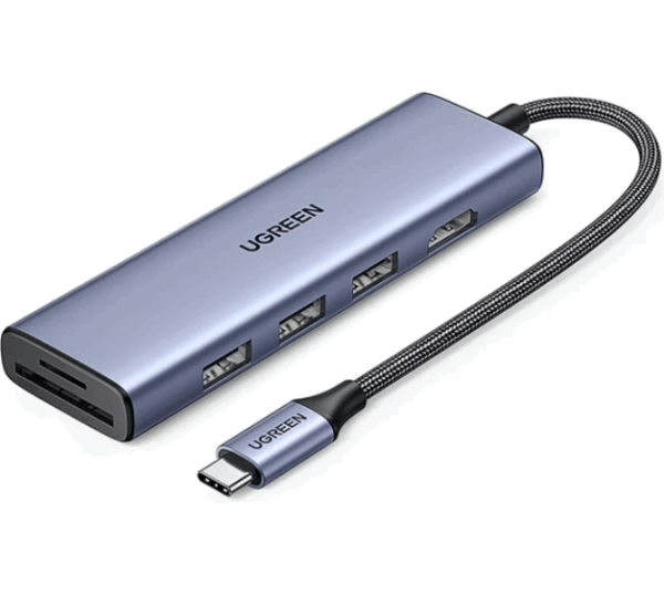 Адаптер UGREEN CM511 (20956A) Revodok 6-in-1 USB-C to HDMI&USB 3.0*3 & SD/TF Adapter. Цвет: серый