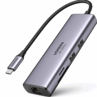 Адаптер UGREEN CM512 (60515) USB-C Multifunction Adapter with Ethernet Interface. Цвет: серый космос
