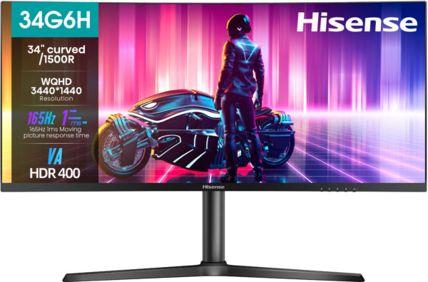 Монитор Hisense 34" 34G6H черный VA LED 21:9 HDMI HAS Piv 400cd 178гр/178гр 3440x1440 165Hz FreeSync Premium DP UW 7.6кг