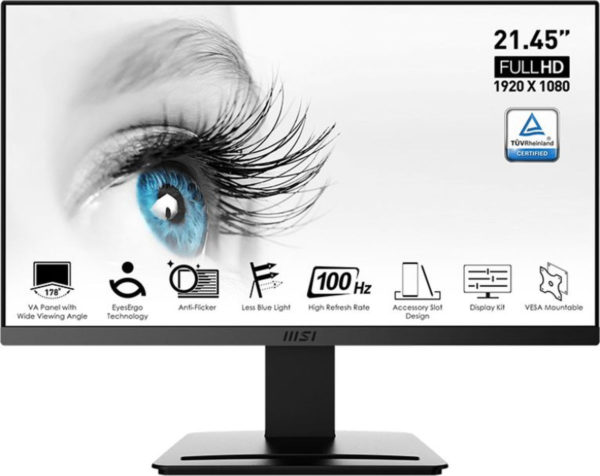 Монитор MSI 21.45" Pro MP223 черный VA LED 1ms 16:9 HDMI 250cd 178гр/178гр 1920x1080 100Hz VGA FHD 2.4кг