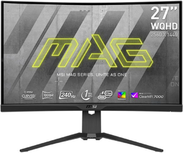 Монитор MSI 27" Mag 275CQRXF черный VA LED 16:9 HDMI полуматовая HAS 2500:1 400cd 178гр/178гр 2560x1440 240Hz FreeSync Premium DP WQ USB 5.8кг