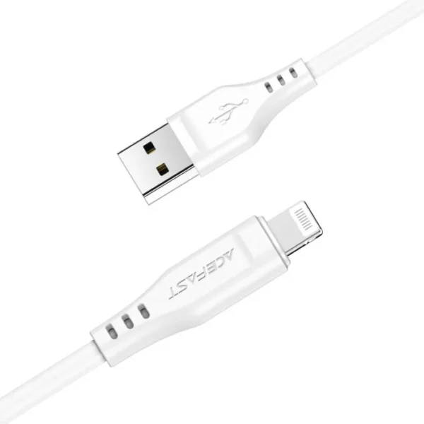 Кабель ACEFAST C3-02 USB-A to Lightning TPE charging data cable для подзарядки и передачи данных. Цвет: белый — изображение 2