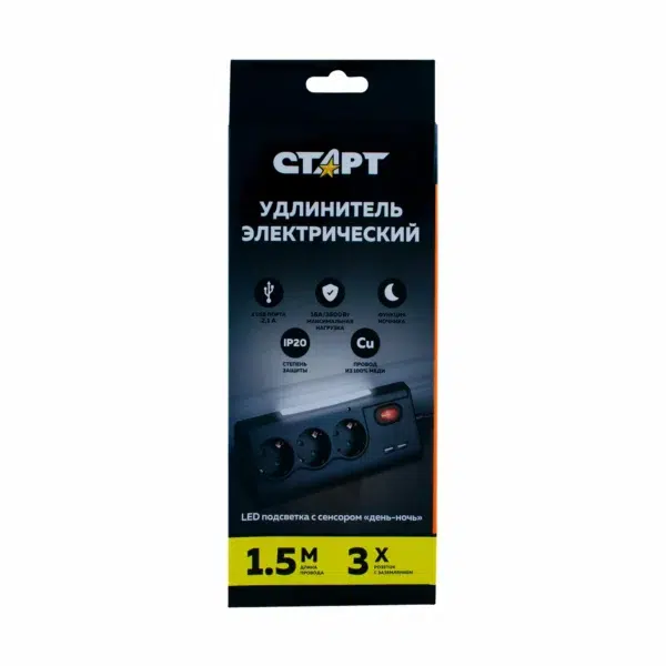СТАРТ Сетевой удлинитель S 3x1 ZDV 2USB-- 12 — изображение 9