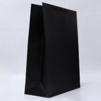 Пакет подарочный ламинированный с жёстким дном «чёрный», XXL 46×61×20 см плотность 210 г/м², нагрузка 4 кг.