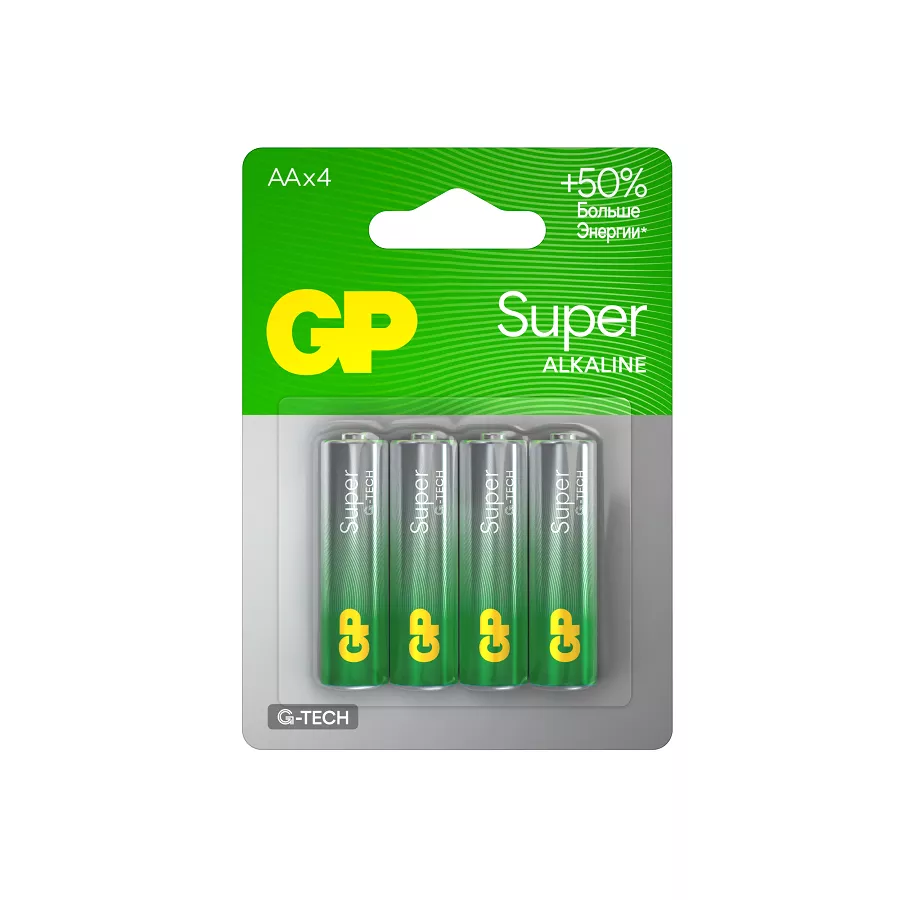 Алкалиновые батарейки GP Super Alkaline 15А АA - 4 шт. на блистере