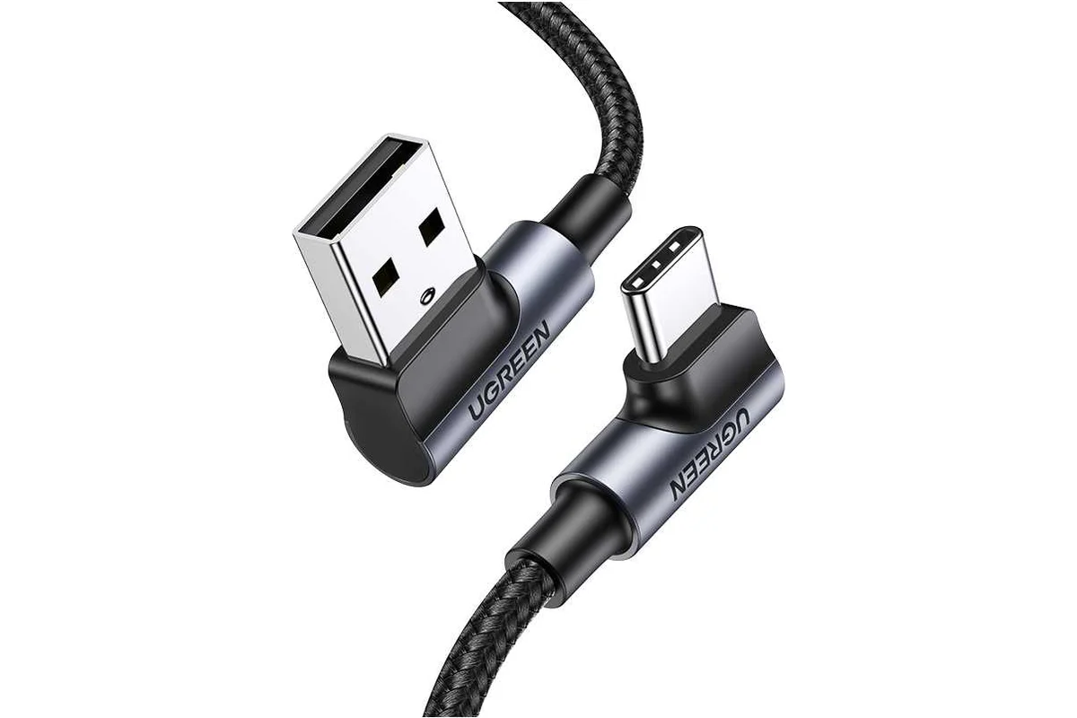 UGREEN US176 (20857) Right Angle USB-A to USB-C Cable 2m - Space Gray — изображение 2