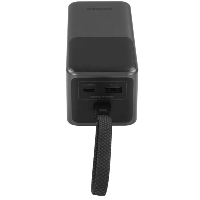 Внешний аккумулятор UGREEN PB723 (55365B) 130W Power Bank with Built-in Cable - Space Grey — изображение 4