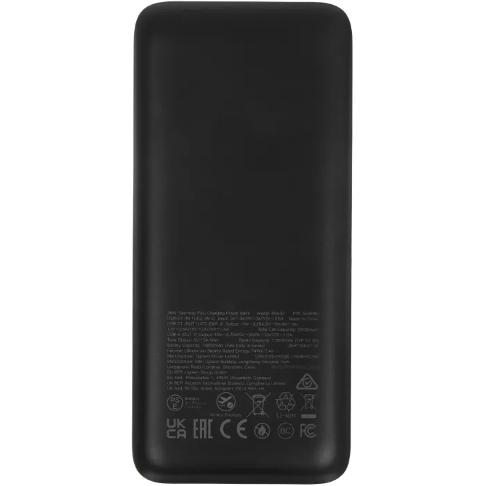 Внешний аккумулятор UGREEN PB532 (55989B) 20000mAh Two-Way Fast Charging 2*USB-C&USB-A 30W Power Bank - Space Gray — изображение 3