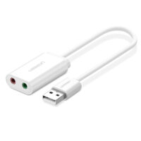 Внешняя звуковая карта UGREEN US205 (30143) USB 2.0 External Sound Adapter 15cm - White
