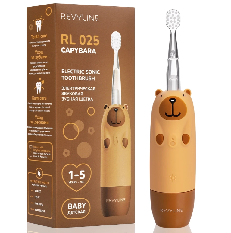 Электрическая звуковая зубная щётка Revyline RL 025 Baby Capybara, Brown