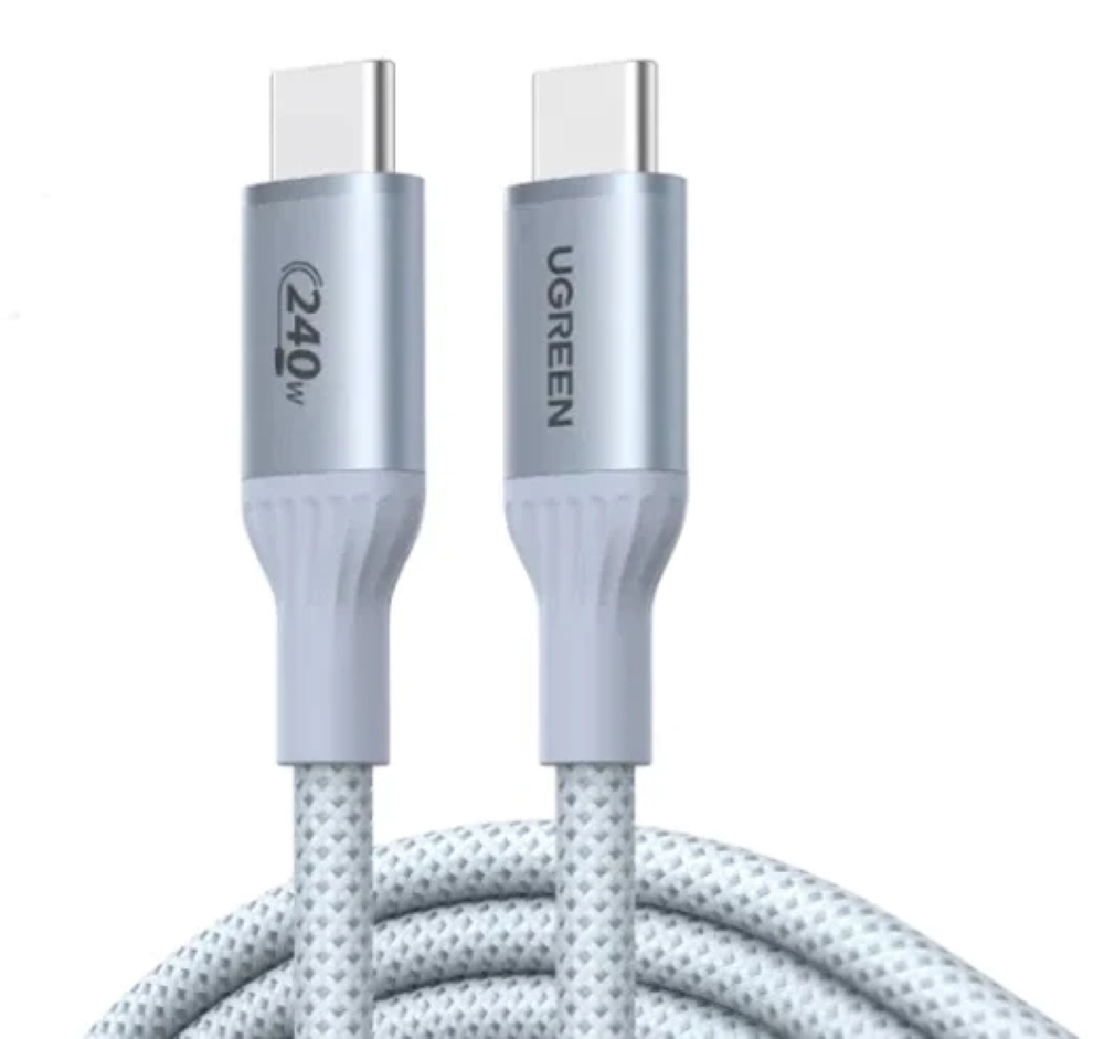 Кабель UGREEN L534 (75732) USB-C - USB-C серебристо-голубой