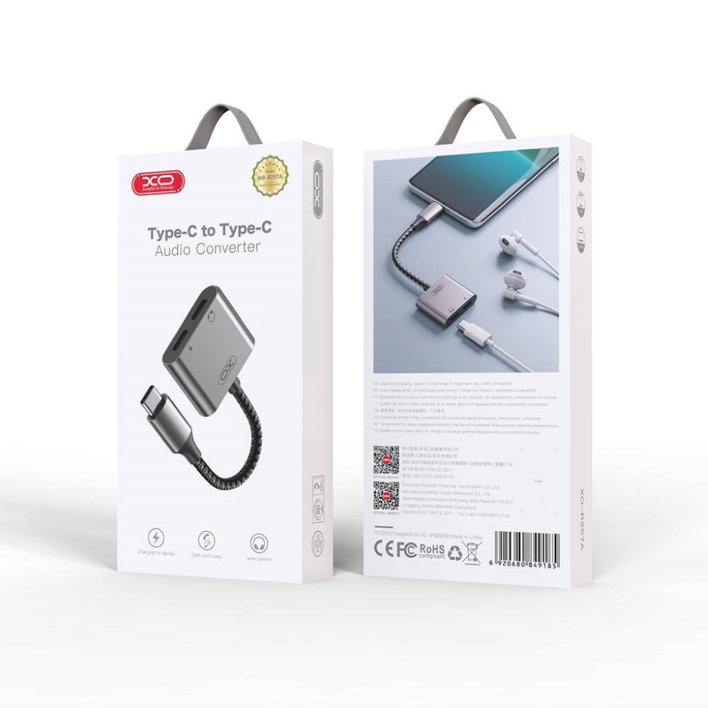 Адаптер Type-C на 2Type-C XO NB-R257A 27W (workable for mostly samsung) Tranish — изображение 4