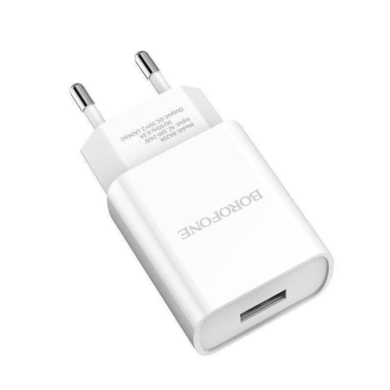 Сетевое зарядное устройство USB + кабель MicroUSB BOROFONE BA20A Sharp 2100mAh (белый) — изображение 2