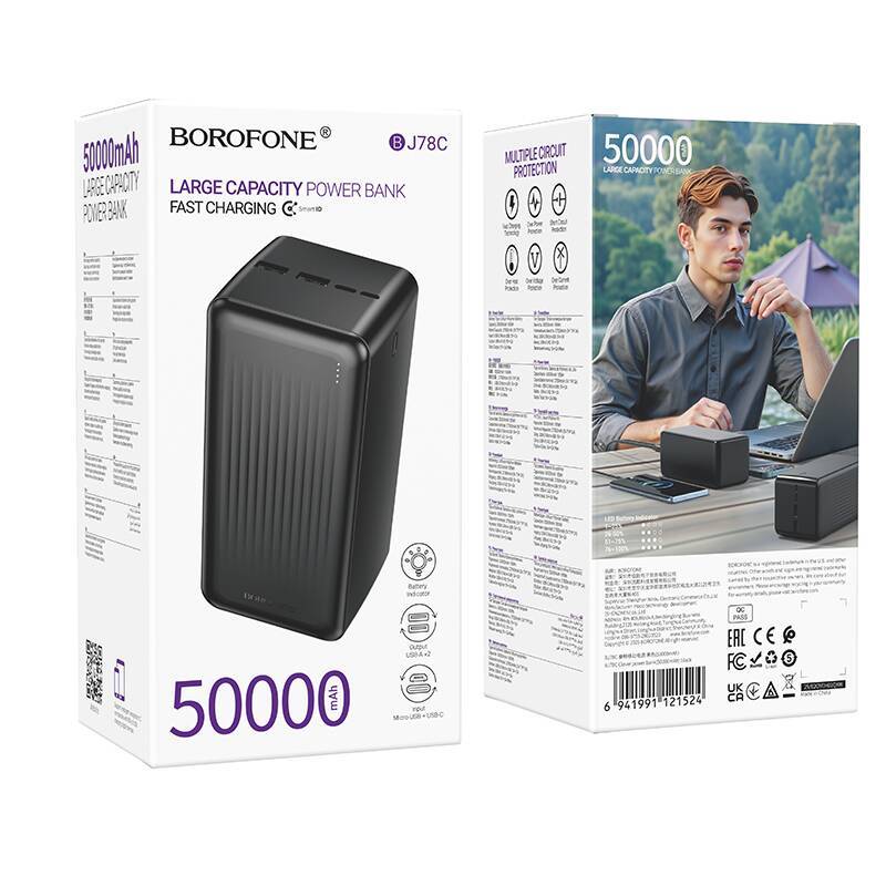 Портативный аккумулятор BOROFONE BJ78C Clever (50000mAh) (черный) — изображение 4