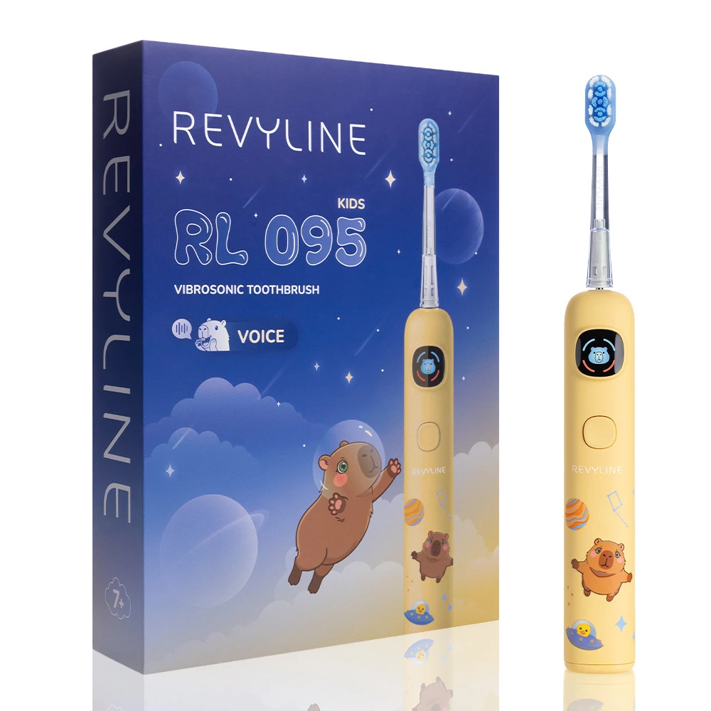 Электрическая зубная щетка Revyline RL 095 Kids Capybara Voice Edition, желтая
