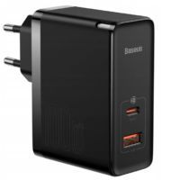 СЗУ Baseus GaN5 Pro Fast C+U 100Вт Black с кабелем Type-C/Type-C (CCGP090201)