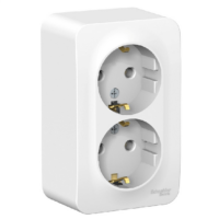 Systeme Electric BLANCA BLNRA010211 розетка наружная двойная с заземлением без шторок с изолирующей пластиной, 16А, 250В, белый