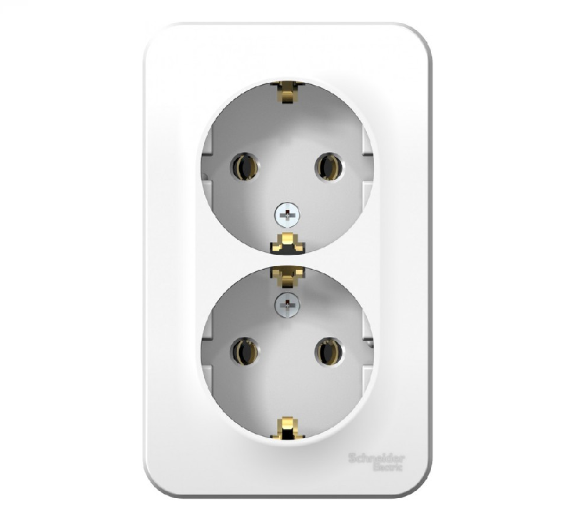 Systeme Electric BLANCA BLNRA010211 розетка наружная двойная с заземлением без шторок с изолирующей пластиной, 16А, 250В, белый — изображение 2