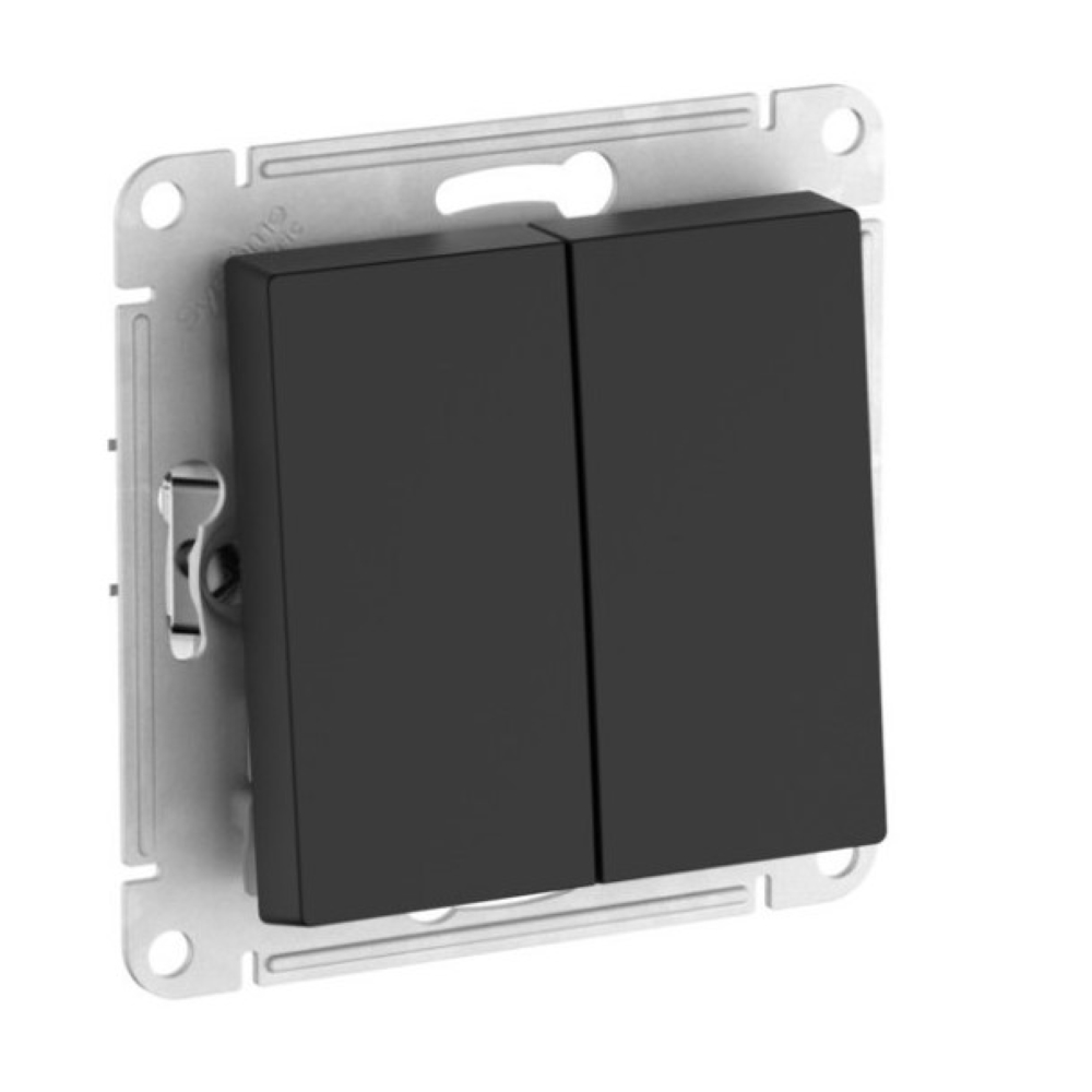 2-клавишный ВЫКЛЮЧАТЕЛЬ Systeme Electric ATLASDESIGN, сх.5, 10АХ, быстрозажимные клеммы, КАРБОН — изображение 2