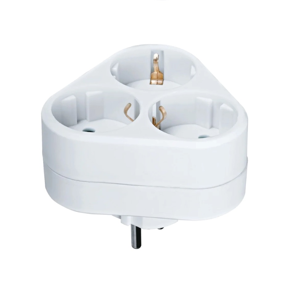 Разветвитель Navigator 94 693 NAD-S-3E-WH 3 гнезда треугольник с заземлением