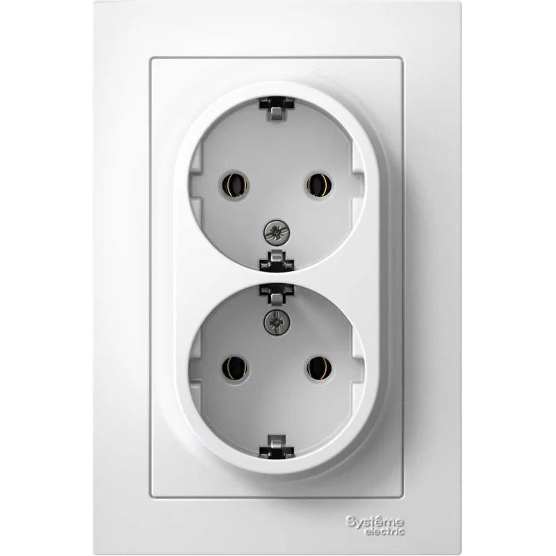 Розетка Systeme Electric ATLASDESIGN двойная с заземлением 16А в сборе белый — изображение 2