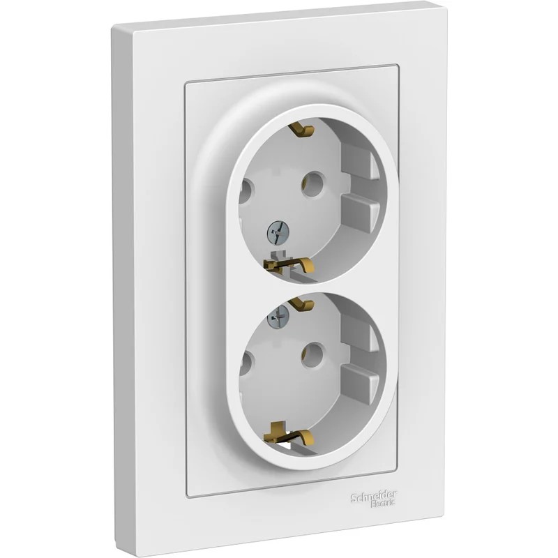 Розетка Systeme Electric ATLASDESIGN двойная с заземлением 16А в сборе белый — изображение 3