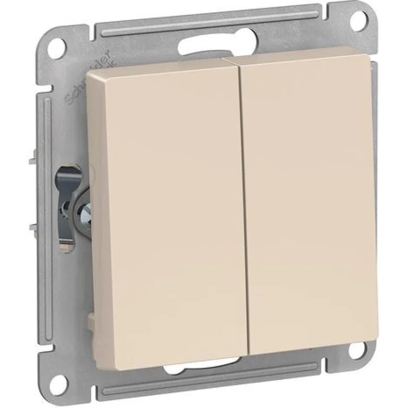 2-клавишный выключатель Systeme Electric ATLASDESIGN, сх.5, 10АХ, быстрозажимные клеммы, БЕЖЕВЫЙ