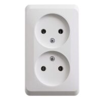 Розетка двойная Systeme Electric ЭТЮД наружная без заземления без шторок белая