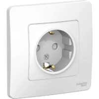 Розетка скрытой установки Systeme Electric BLANCA с заземлением со шторками, 16А, 250В, белый