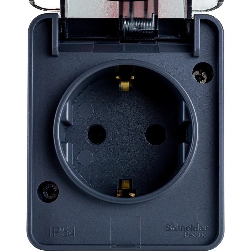 Розетка Systeme Electric AtlasDesign Profi54 с заземлением со шторками IP54 16А 250B, АНТРАЦИТ, Россия — изображение 5