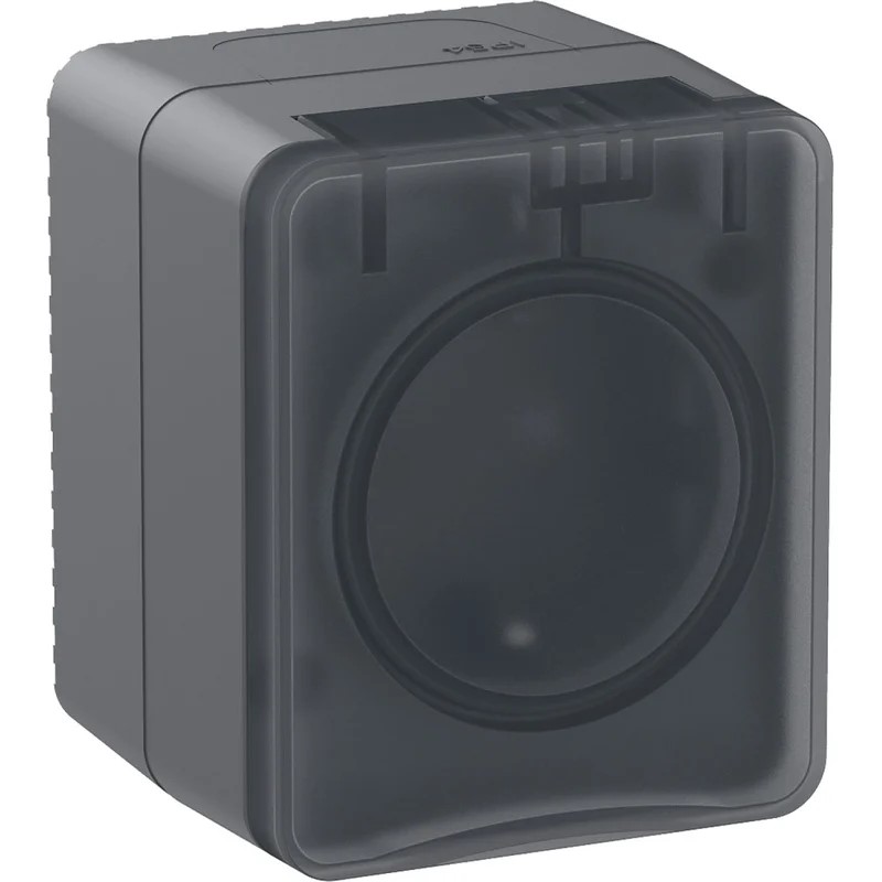 Розетка Systeme Electric AtlasDesign Profi54 с заземлением со шторками IP54 16А 250B, АНТРАЦИТ, Россия