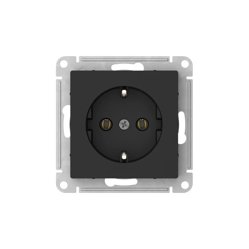 Розетка Systeme Electric ATLASDESIGN с заземлением, 16А, быстрозажимные клеммы, КАРБОН — изображение 2