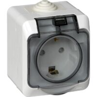 Розетка Systeme Electric ЭТЮД наружная с заземлением со шторками IP44 белая